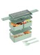 Bento Lunch Box, Stackable 2 Layer 3 Compartments Leak Proof 1400ml Bento Box with Spoon Fork, Meal Prep Container Box for Adults Kids Students Office Microwave Dishwasher Safe