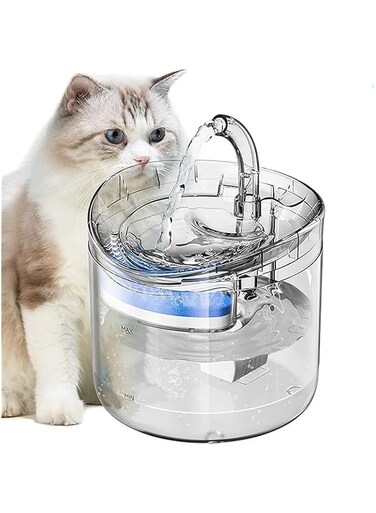 DAN HOM Premium Cat Water Fountain - Automatic Pet Drinking Dispenser with Ultra-Quiet Smart Technology, Transparent Design, Filter, and Adapter - Suitable For Cats, Small And Medium Dogs