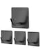 JS 4 Pack Self Adhesive Hooks, Stick on Wall Hooks Heavy Duty Waterproof Coat Key Towel Hooks Holder for Bathrooms,Kitchen,Lavatory Closet,Door,Stainless Steel Hooks, Black