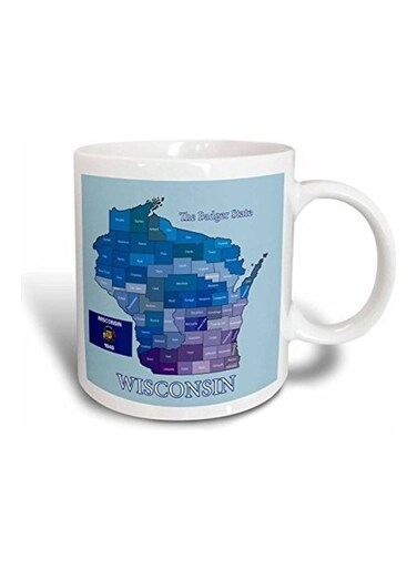 Flag And County Map Printed Mug Multicolour