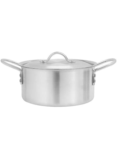 Delcasa DC2851 Aluminum Casserole with Handle and Lid, 26 cm Size, Silver