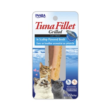 Inaba Grilled Tuna Fillet in Scallop Broth Cat Treat 15G, Delicious &amp; Healthy Snack, Food Topper, Pill Assist, Training Treat, Natural &amp; Grain Free
