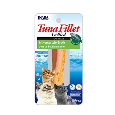 Inaba Grilled Tuna Fillet in Homestyle Broth Cat Treat 15G, Delicious &amp; Healthy Snack, Food Topper, Pill Assist, Training Treat, Natural &amp; Grain Free