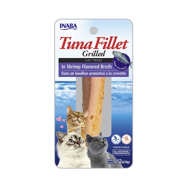 Inaba Grilled Tuna Fillet in Shrimp Broth Cat Treat 15G, Delicious &amp; Healthy Snack, Food Topper, Pill Assist, Training Treat, Natural &amp; Grain Free