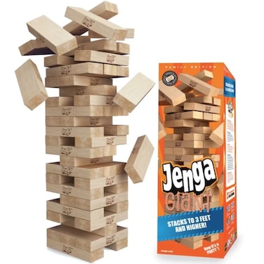 Jenga Game, Genuine Hardwood Blocks,  Stacks To 3FT, Jenga Stacking Tower Party Game For Family And Kids Ages 6+, Birthday Gift &amp; Gift For All Ocasions