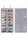 KASTWAVE Sunglasses Organizer Storage Holder, Hanging Dust-Proof Glasses Storage Box with Metal Hook and Rope, 16 Slots, Gray