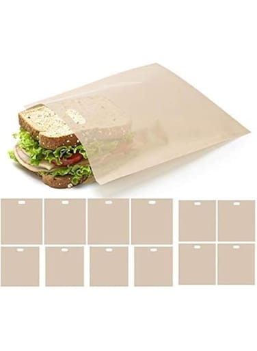 Excefore Toaster Bags, 12 Pack Reusable Nonstick Toast Bags for Heat Resistant, 3 Sizes Sandwich Toaster Bags Oven Bags for Toast Cheese Sandwiches, Pizza