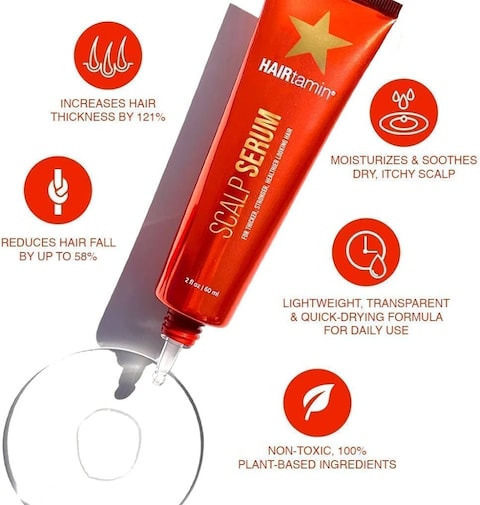 HAIRtamin Scalp Serum Natural Hair Growth Thickening Treatment 60ML