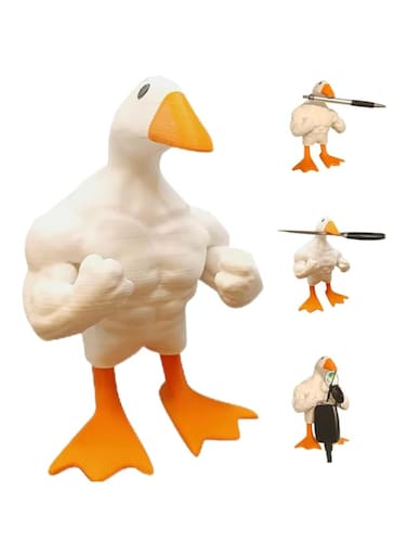 NALACAL Magnetic Goose Key Holder, Duck Key Holder Unique Animal Key Holder Standing Muscle Goose Statue Animal Magnetic Tool Holder Magnetic Key Organizer for Room Office Tabletop Ornament