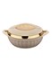 900ml Stainless Steel Insulated Hotpot Casserole Dish in Cream and Gold, Thermal Food Warmer Serving Bowl with Lid for Dinners
