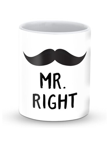Stylizedd Designer Printed Coffee Mug with Heavy Duty Handle 11oz Ceramic Personalised Gift Mugs Cup [Microwave Safe &amp; Dishwasher Proof ] - Mr. Right