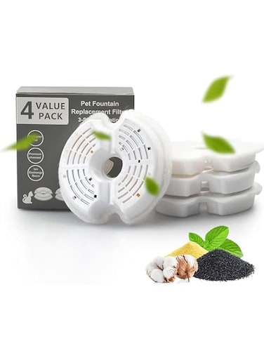 YARDHOBI 4 Pcs Cat Fountain Replacement Filters, Triple Filtration System Pet Cat Fountain Filter Replacement, Pet Fountain Filter Fit for 84oz/2.5L Automatic Pet Fountain Cat Water Fountain
