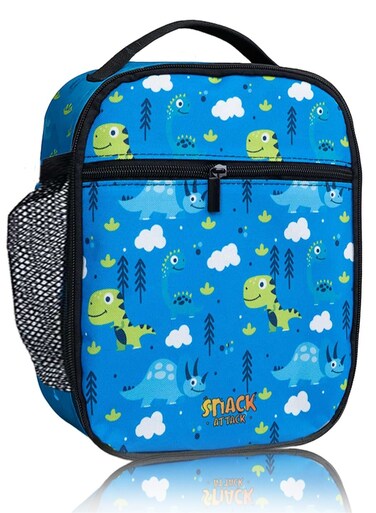 Attack Kids Insulated Dinosaur Lunch Bag &acirc;&euro;&ldquo; Leakproof Thermal Lunchbox with Strap &amp; Mesh Pocket &acirc;&euro;&ldquo; Fun Dino Design for Boys &amp; Girls &acirc;&euro;&ldquo; Ideal for School, Daycare, and Picnics
