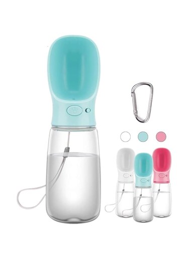 Portable Dog Water Bottle， Pet Water Dispenser Antibacterial Food Grade Leak Proof Dog Cat Travel Drink Bottle Bowl, Pet Outdoor Drinking Cup Dog Gift (350ml, Blue)