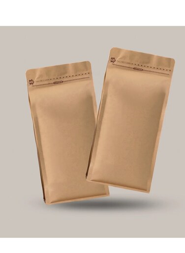 12 Pcs Coffee Storage Bags With Valve Flat Bottom Self-Sealing Food Storage Bags For Food Dried Herbs Multi-Usage Kraft Color