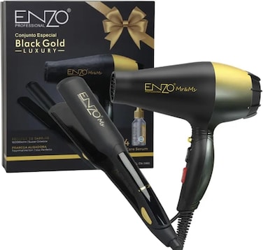 PrecisionWare Enzo Professional EN-3960 Ionic Hair Dryer + Tourmaline Straightener + 4 Nourishing Hair Serums, Professional Styling Kit, Gift Box Included - Intl Version