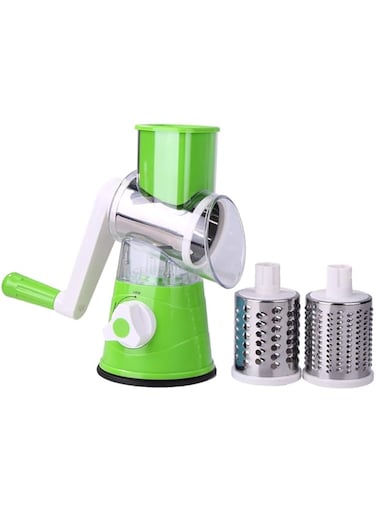 halamodo Swift Rotary Drum Grater Vegetable Cheese Cutter Slicer Shredder Grinder with 3 Interchanging Ultra Sharp Cylinders Stainless Steel Drums