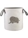 Beauenty Cartoon Animals Storage Basket Baby Toy Storage Laundry Basket Stylish Double Layer Canvas Storage Hamper Round Laundry Bin Thick Bag Zakka Organizer (Grey Elephant)