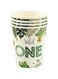 Wild One Party Paper Cups with Tropical Leaf Print, Set of 10.