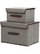 Swpeet 2pcs Grey Linen Foldable Storage Bins with Lids Kit, Large Collapsible Fabric Stroage Box, Stackable Storage Containers Closet Organizers for Home Office Storage