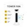40W Tower Fan with 3 Speed Settings, Portable Floor Fan, Quiet Cooling Fan for Home &amp; Office
