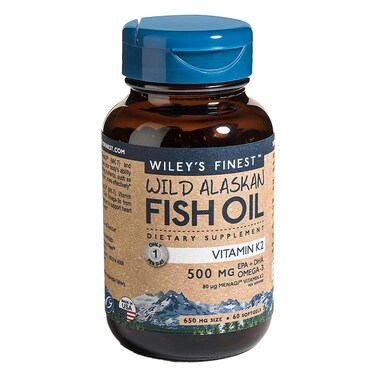 Wiley's Finest Vitamin 500mg Omega 3 With Vitamin K2 Fish Oil Softgels, Pack of 60's