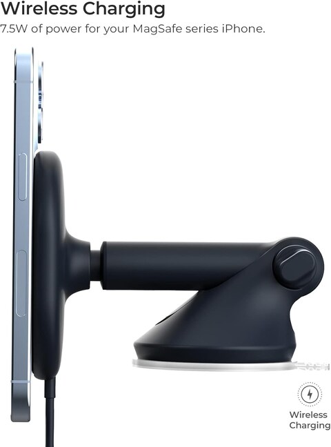 Iottie Velox Magnetic Wireless Charging Car Mount Windshield &amp; Dashboard Phone Holder Mount. MagSafe Compatible For iPhone 12, 13, 12/13 Mini, Pro, Pro Max (Power Supply Included)