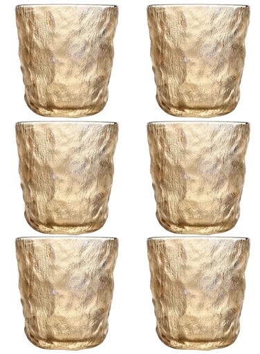 Brown Textured Glass Drinking Cups &acirc;&euro;&ldquo; 280ML Each, Premium Decorative Glassware For Coffee&iuml;&frac14;&OElig;Water, Juice &amp; Beverages