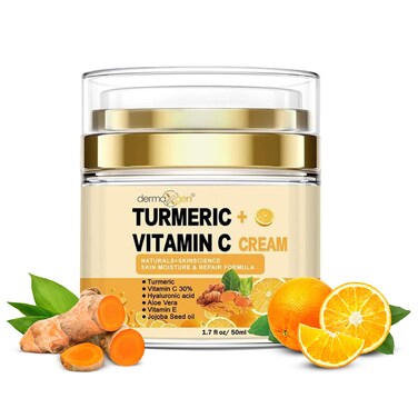 Turmeric Face Cream + 30% Vitamin C Glow Boosting Moisturizer &amp; Skin Repairing, Hydrating with Organic Ingredients Anti-Aging Facial Cream, Normal, Dry, Oily &amp; Combination Skin - 1.7 FL OZ