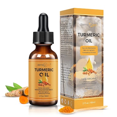 Turmeric Oil + Organic Moisturizer &amp; Reduce Acne, Dark Spot Remover, Clear skin Tone, Hydrate Dull &amp; Dry Skin, Anti Aging Skin Care Glow Oil for Face, Neck &amp; Eye (2 FL OZ/60 ML)
