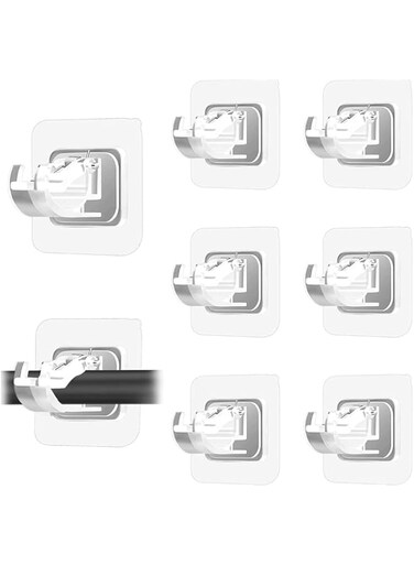 6Pcs No Drill Curtain Rod Brackets, Self Adhesive Curtain Rod Holder Hooks, Adjustable Curtain Rod Hooks Curtain Hangers, Wall Mount Curtain Rod Holder Suitable for Poles of 0.4-0.78 Inch(Transparent)