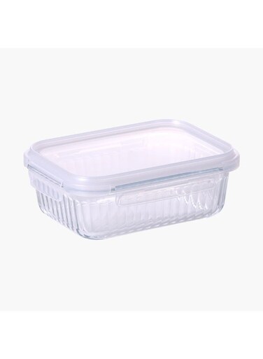 Wave Lock Rectangular Glass Food Container With Lid, Multicolour 1 Liter
