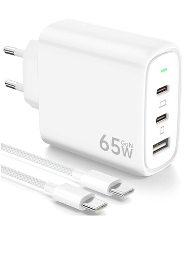 65W PD45W Dual Type-C+QC3.0 USB Multi Compatible Laptop Adapter EU + US + AU + UK
