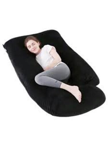 Pillows for Sleeping, U Shaped Full Body Removable Velvet Cover - Support for Back, Legs, Belly, HIPS for Pregnant Women , black