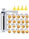 Cookie Press Gun Kit, Stainless Steel Biscuit Press Maker with 20 Decorative Molds and 4 Nozzles, Homemade Baking Biscuit Tool, Cookie Press for Baking, DIY and Decoration