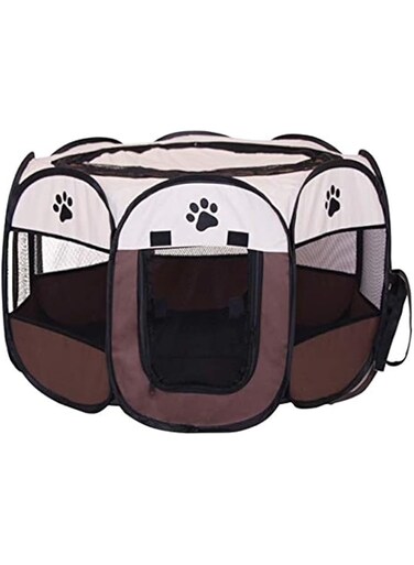 4PPW &ndash; Portable Foldable pet playpen - pet Playground - Portable cat playpen- Outdoor pet playpen - pop up Dog cage - Puppy Tent - pet Fence - pet Pen - pet Tent. (Brown XL)
