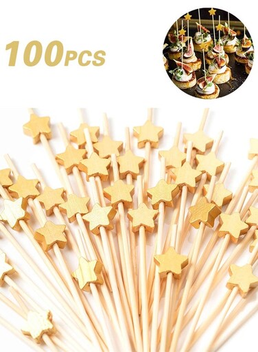 Fancy Toothpicks for Appetizers, 4.7 Inch Decorative Toothpicks Skewers for Drinks Fruits Garnish Holiday Birthday Party Decorations