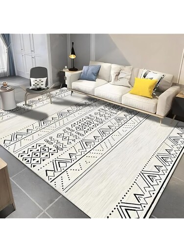 VAODO Area Rugs, 80 * 120 cm Modern Simplicity Rug Carpet, Soft Non-slip and Easy-Care Cashmere Floor Mat, for Living Room, Bedroom, Hallway, Office, Black&amp;White
