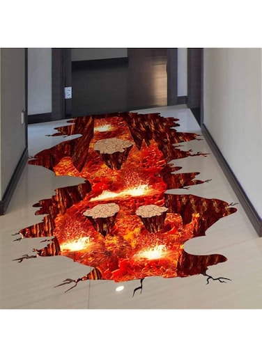 BPA&reg; Creative 3D Space Wall Decals Removable PVC Magic Floor Flame and Lava Wall Stickers Murals Wallpaper Art Decor for Home Walls Ceiling Boys Room Kids Bedroom Nursery School