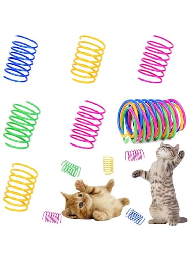 Sumaswit [12 Pack] Cat Spring Toys,Active Healthy Play Interactive Colorful Toys for Kittens, Exercise Play Toys for Indoor Cats Pets