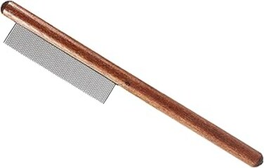 Jiawu Wooden Handle Pet Comb, Fine-toothed Metal Needle Wooden Cat Comb for Cats
