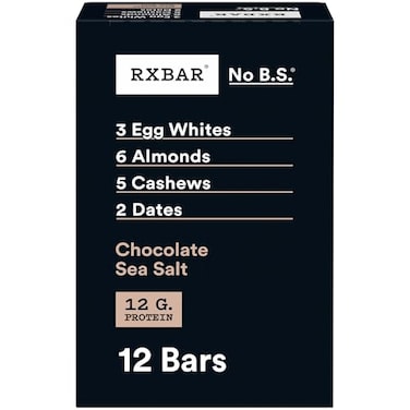 ألواح بروتين Rxbar، وجبة خفيفة غنية بالبروتين، ألواح وجبات خفيفة، شوكولاتة بملح البحر، علبة 22 أونصة (12 قطعة)