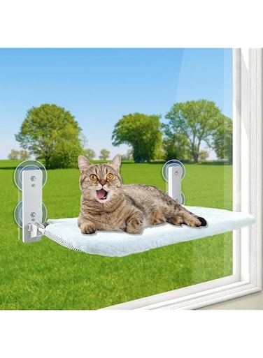 ABIN Cordless Folding Cat Window Perch, Cat Hammock for Window and Wall, with 4 Suction Cups, Sturdy Setal Frame for Glass Windows and Interior Walls