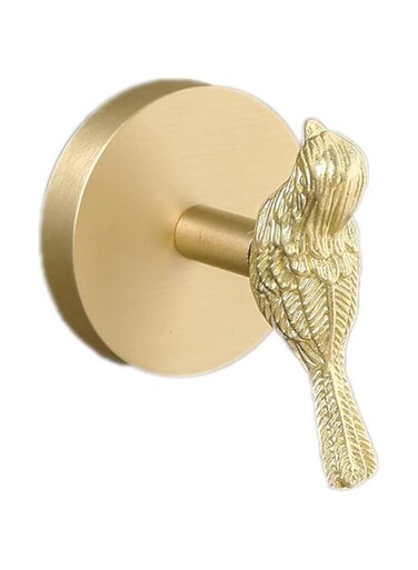 JfwuHap HwrtYeg Bird Shape Hooks 1 Pcs Brass Hooks Wall Brushed Gold Towel Robe HooksNo Drill for Bathroom Kitchen Hanging Key Hat Coat Hooks SUS304 Stainless Steel Brushed Brass Hooks