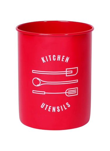 Now Designs Powder-Coated Steel Utensil Crock, Red