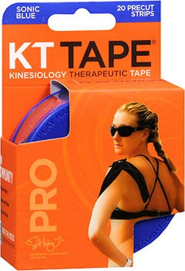 KT Tape Pro Kinesiology Therapeutic Sports Tape, 20 Precut 10 Inch Strips, Sonic Blue