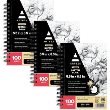 Spiral Sketchbook, 5.5 x 8.5 inch, (68lb/100gsm), 100 sheets, 1 pack