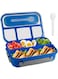 DIKXO Bento Box Lunch Box Kids, Lunch Box Containers with 4 Compartments&amp;Fork, Microwave Dishwasher Freezer Safe,BPA-Free (Blue)