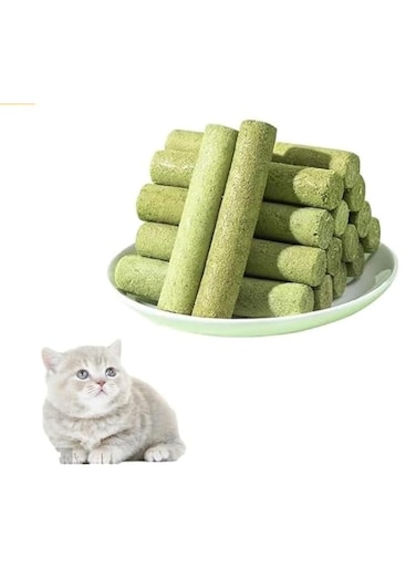 6pcs Natural Cat Grass Stick Treats for Cat, Natural Dried Snacks for Cats, Edible Cat Chew Toys, Kitten Treats for Cleaning Teeth Remove Hair Ball