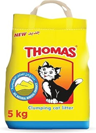 Thomas Cat Litter, Natural Minerals Litter Sand, This Cat Litter Clumping and Highly Absorbent Nature Will Ensure Your Cat Will Come Back to its Cat Litter Box with Comfort, Bag of 5kg